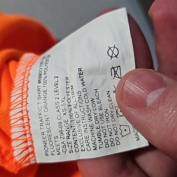 Pioneer XL orange reflective class 2 level 2 traffic short sleeve shirt - Picture 6 of 6